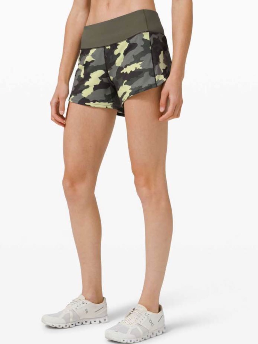 Lululemon Speed Up Tall Short 4” Heritage 365 Camo Crispin Green Multi Workout
